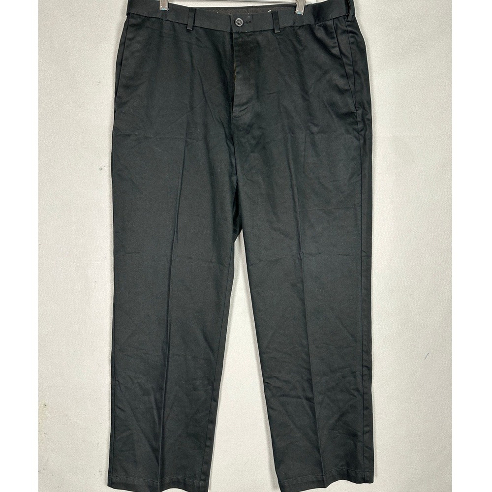 Haggar Pants Mens 38X30 Work To Weekend Black Classic Fit Chino Straight Leg